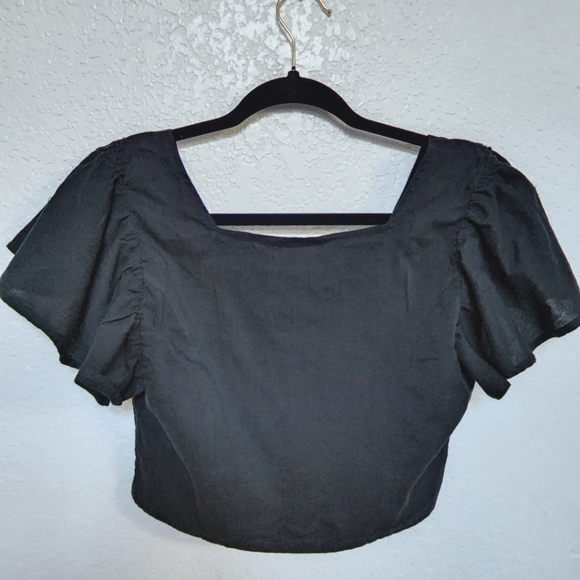 Cotton On black ruffle short sleeves top size S/P - Picture 2 of 5